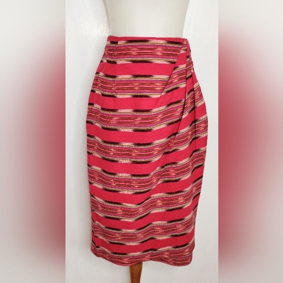 VINTAGE WOVEN COTTON FAUX WRAP SKIRT - Picture 7 of 7